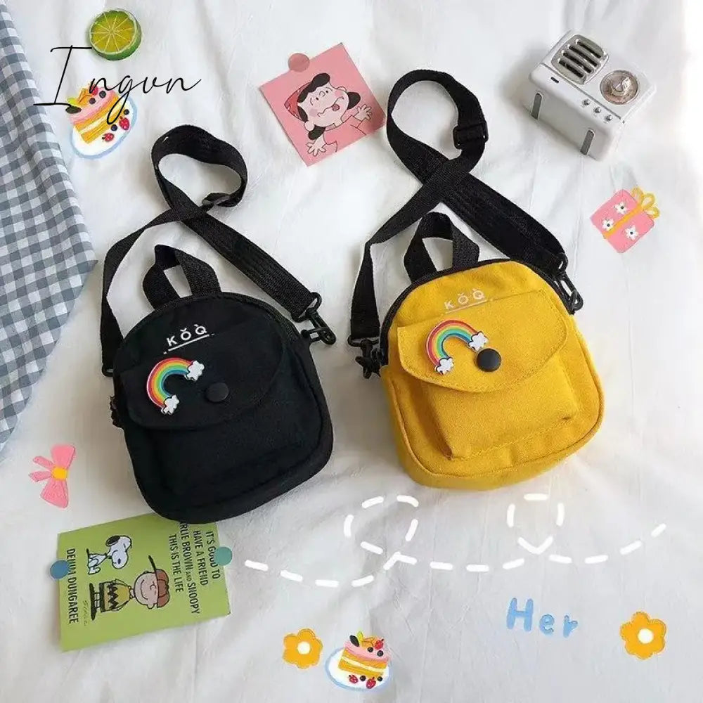 Ingvn - Women’s Single Shoulder Bag Fashion Solid Color Casual Handbag Outdoor Rainbow Canvas