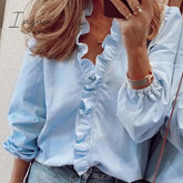 Ingvn - Womens Tops And Blouses Elegant Long Sleeve White Ol Shirt Ladies Solid Color Chemise Femme