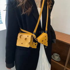 Ingvn - Women’s Triangle And Square Cheese Shaped Mini Pu Leather Bags Cute Earphone Lipstick