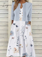 Ingvn - Women’s Two Piece Dress Set Casual Print Outdoor Daily Fashion Elegant Pocket Midi V Neck