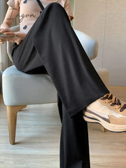 Ingvn - Women’s Wide Leg Chinos Pants Trousers Black Pink Beige Streetwear Lightweight Casual
