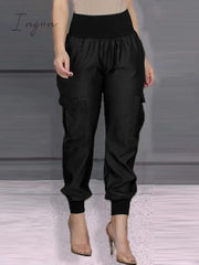 Ingvn - Work Ol Overall Women Casual Solid Pant Vintage Elastic Waist Pencil Trouser 2023 Fashion