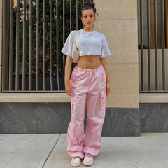Ingvn - Y2K Clothing Oversized Plus Size Low Waist Parachute Loose Baggy Sweatpants Trousers Women