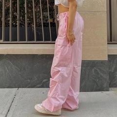 Ingvn - Y2K Clothing Oversized Plus Size Low Waist Parachute Loose Baggy Sweatpants Trousers Women
