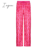 Ingvn - Y2K Pink Pants Heart Printed Sweet Trousers Vintage Aesthetic Party Pockets Joggers