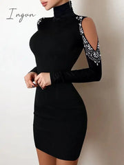 Ingvn - Y2K Sexy Floral Print Contrast Mesh Bodycon Dress Geometric Night Out Vestidos Mini Casual