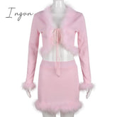 Ingvn - Y2K Streetwear Pink Pu Leather Jackets For Women Winter Vintage Clothes Fuzzy Faux Fur