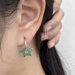 Korean Fashion Geometric Earrings Asymmetric Flower Star For Women Men Hip Hop Jewelry Accessories