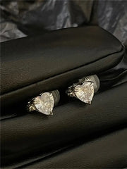 Korean Fashion Love Heart Crystal Zircon Fake Piercing Ear Cuff For Women Aesthetic Jewelry New