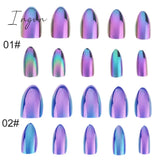 Nails Stiletto Fake Nail Tips 12Pcs/Box Metallic False Art Manicure Press On Mirror Look