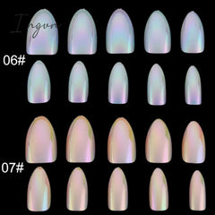 Nails Stiletto Fake Nail Tips 12Pcs/Box Metallic False Art Manicure Press On Mirror Look