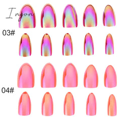 Nails Stiletto Fake Nail Tips 12Pcs/Box Metallic False Art Manicure Press On Mirror Look