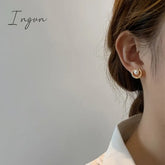 New Hollow Circle Imitation Pearl Stud Earrings For Women Zircon Cz Rhinestones Irregular Design