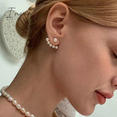 New Imitation Pearl Stud Earrings For Women Geometric Crystal Zircon Stars Earring Girls Birthday