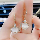 New Luxury Zircon Water Drop Earrings For Women Korean Fashion Rhinestone Opal Flower Geometrical