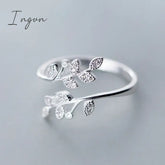 Simple Fashion Silver Color Feather Dolphin Adjustable Ring Exquisite Jewelry For Women Party