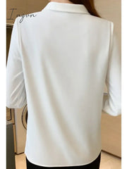 Spring Fashion New Elegant Bow Women Shirt Vintage White Lady Long Sleeves Blouses Female Casual