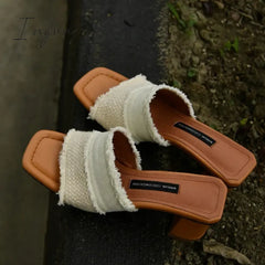 Women Open Toe High Heel Slippers Retro Chunky Platform Slides 2023 New Summer Breathe Comfort