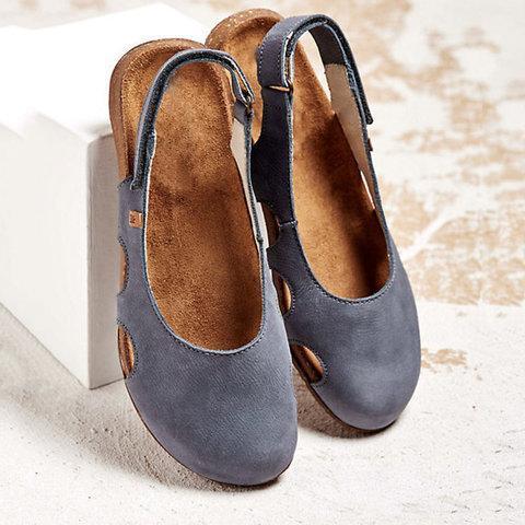 INGVN  New Women Casual Wedges Sandals Summer Buckle Hot Gladiator Retro Non-slip Sandals Flock Ladies Party Office Shoes