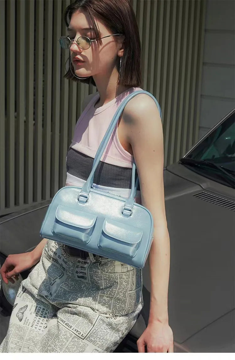 INGVN  Luxury Design Korean Vintage Trendy Shoulder Bags Fashion Casual All Match Handbags Women Y2k Streetwear Chic Solid Underarm Bag