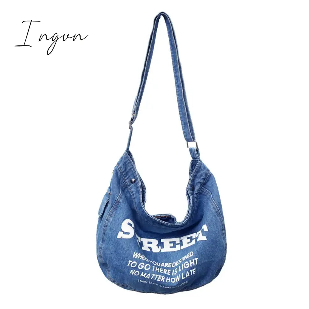 Ingvn - Denim Women's Bag 2024 New Eco Reusable Ladies Handbags Canvas Shopping Travel Shoulder Bags Unisex Jeans Crossbody Bag Shoppers