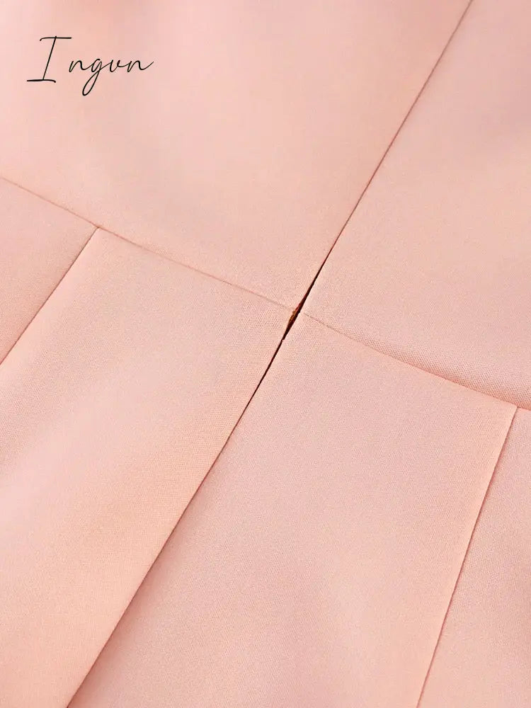 Ingvn - Women Pink Dress Party Ruffle Stylish Occasion Celebrate Sleveless Mesh Patchwork Elegant Slim Summer Homecoming Robe Gowns