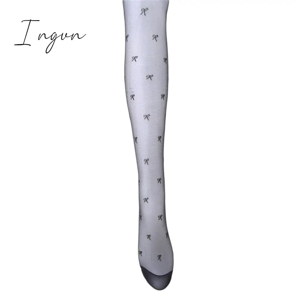 Ingvn - New Women Tights Black Dots Heart Pattern Whole Seamless Sexy Tights Female Ladies Thin Summer Tights Fashion