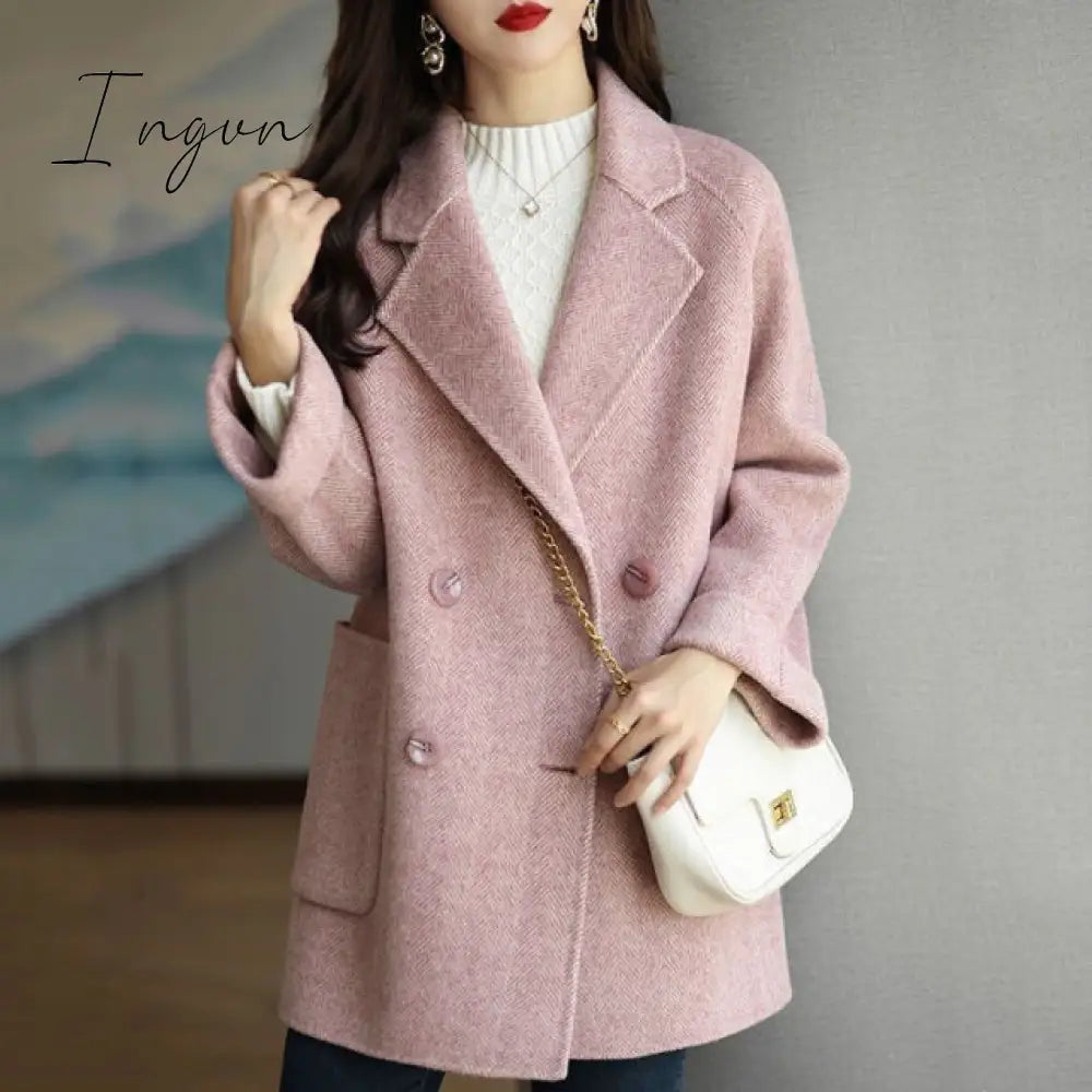 Ingvn - Autumn And Winter New Fashion Women's Jacket Loose Leisure All-Match Western Style High-End Woolen Female Coat
