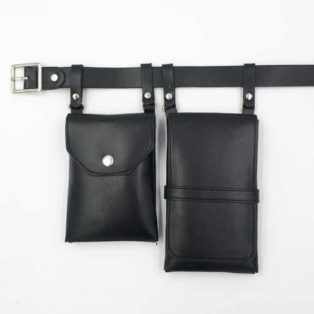 2 Piece Women's Belt Bag Luxury Designer Tactical Waist Bags Female Leather Flap Fanny Pack Shoulder Crossbody Chest Bag Purse