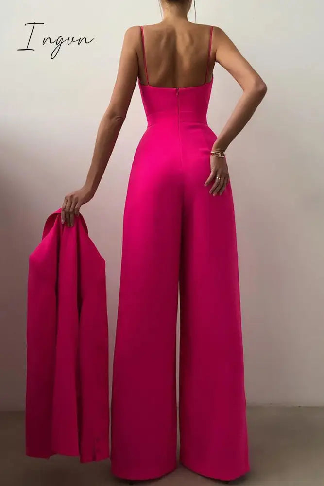 Ingvn - Fashion Casual Solid Patchwork V Neck Loose Jumpsuits(6 Colors)