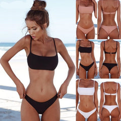 New Solid Women Sexy Bikini Set Push Up Swimming Suit Fashion Swimsuit Low Waist Two-Piece Swimwear Bathing Wear Female Biquini
