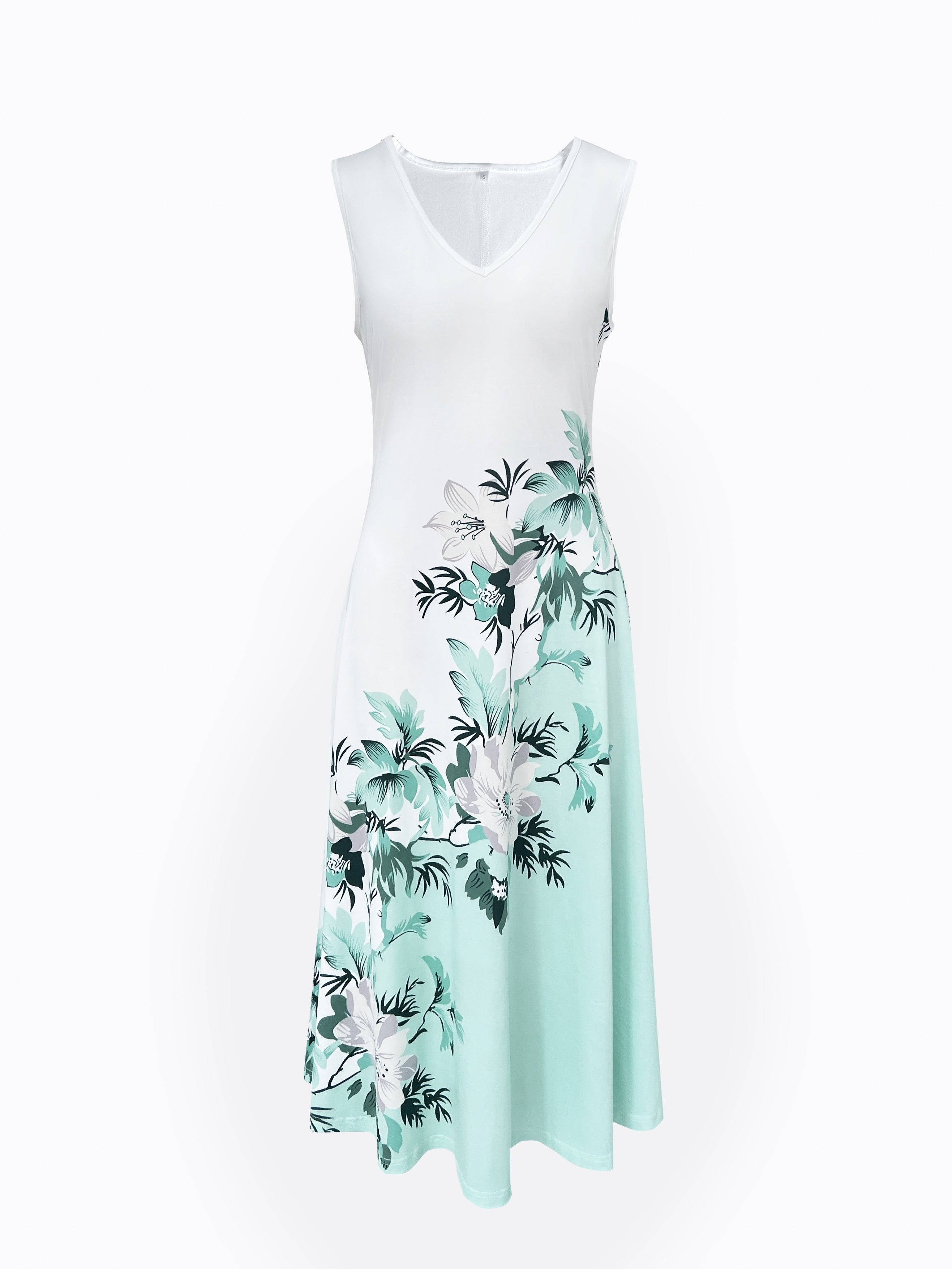 Chic Crop Top and Floral Tank Dress Duo - Versatile Semi-Sheer Half-Sleeve & Full-Length Set - Perfect for Social Outings, Womens Fashion