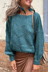 Ingvn - Casual Solid Hollowed Out O Neck Tops