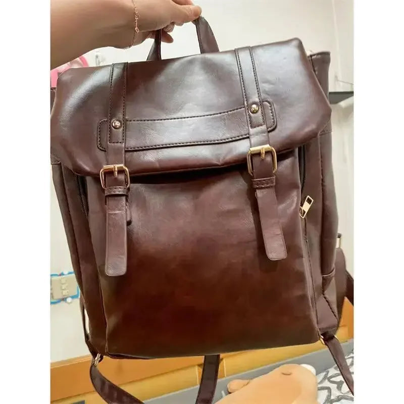 Ingvn  Japanese JK Uniform Style School Backpack Women Autumn New Vintage Brown Bag College Student Classroom Backpacks