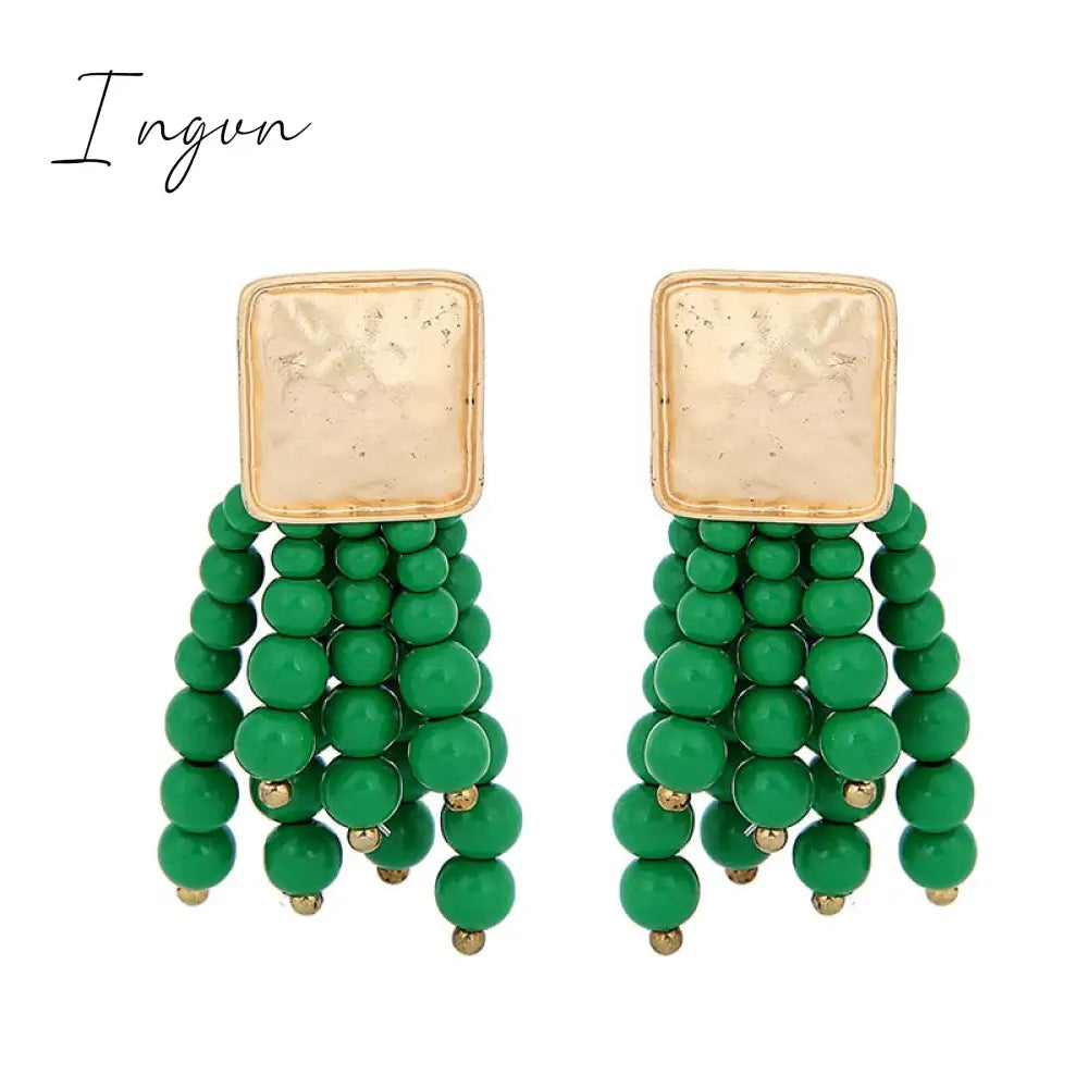 Ingvn - New Long Wooden Bead Chain Drop Dangle Earrings Statement Boho  Earring Fashion Trend Charm Jewelry for Women Summer Gift 2023