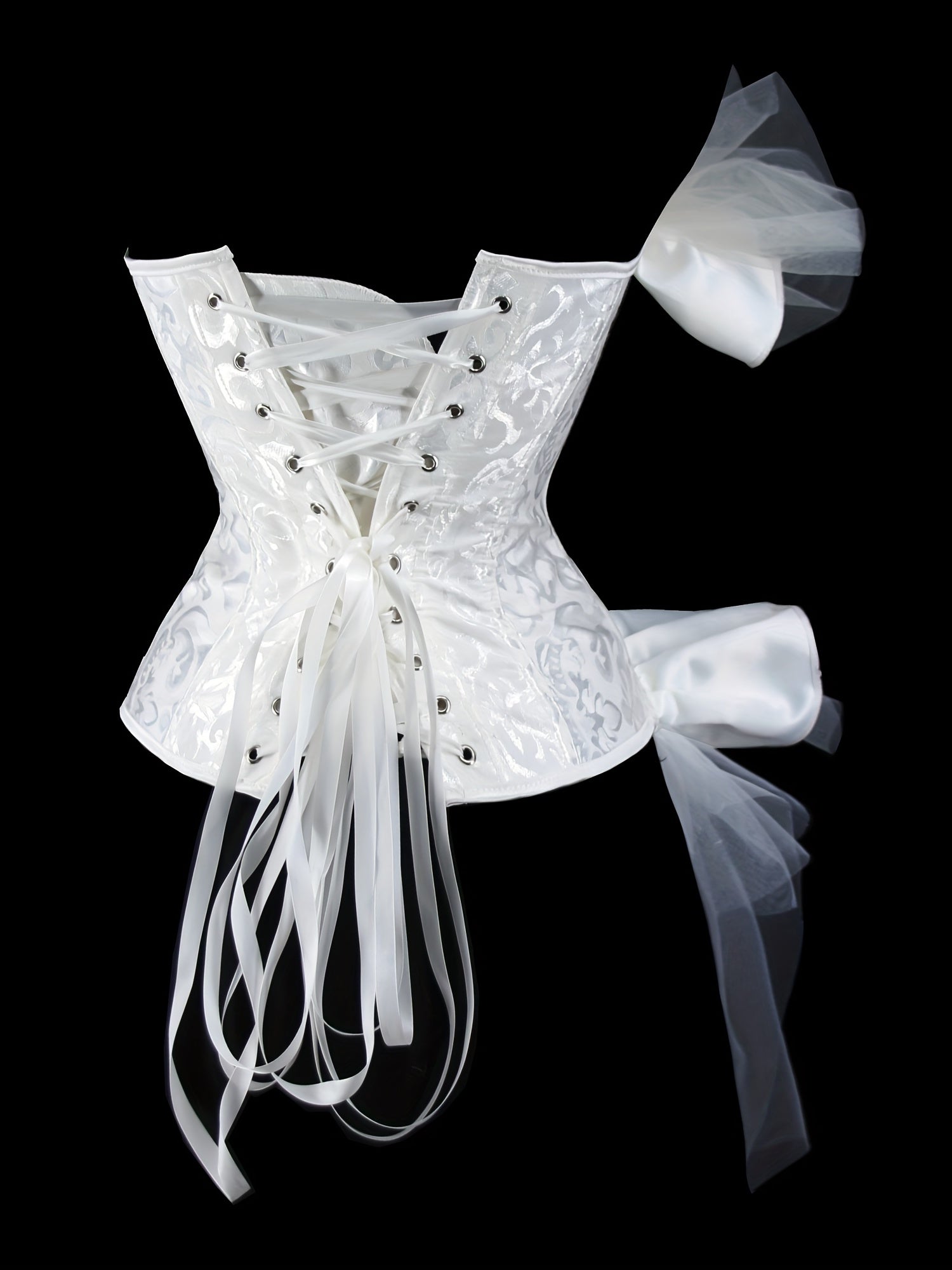 Flirty Ruffle Strapless Corset Bustier - Ultimate Tummy Control Shapewear - Adjustable Lace-Up Jacquard Body Sculptor for Women