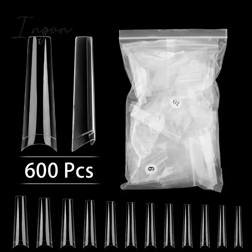 Transparent Stiletto Fake Nail Tips Acrylic False Nail Tips Long Shape Half Cover Coffin Professional Nail Art
