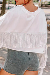 Ingvn - Casual Letter Tassel O Neck Tops