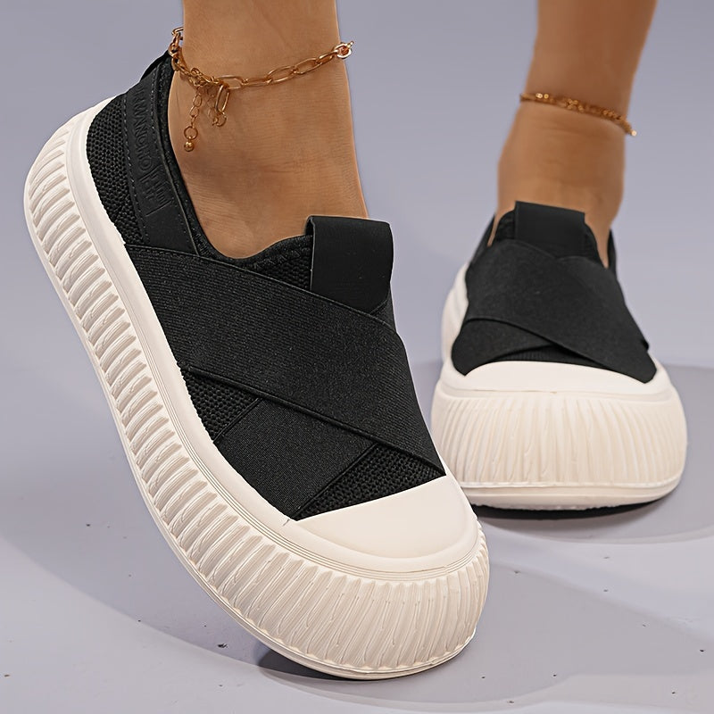 Comfortable Women's Breathable Knit Sneakers - Soft, Lightweight, Casual Slip On Shoes for Outdoor Activities, Low Top Design for Everyday Wear