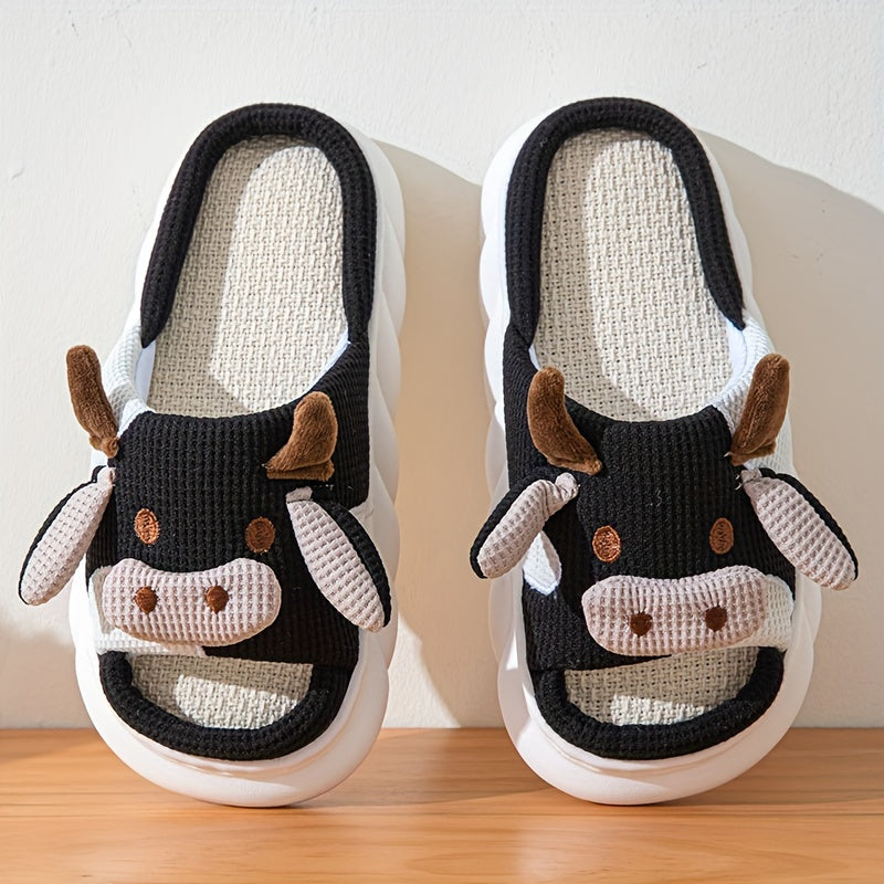 Adorable Womens Cow Print Slippers - Ultra-Soft Platform with Luxurious Plush Lining - Non-Slip Indoor Slides for Year-Round Cozy Comfort