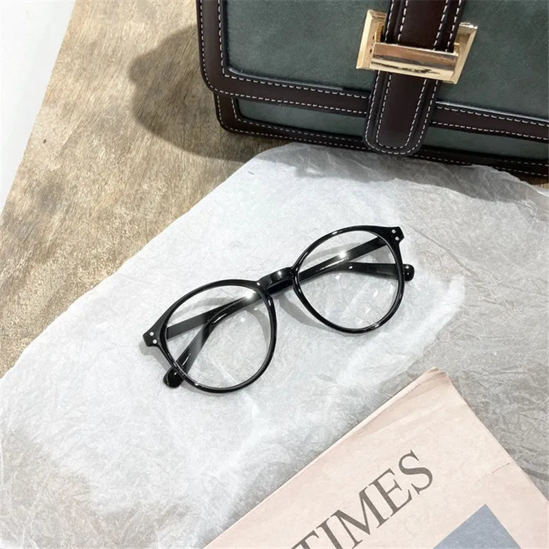 INGVN  Korean Literary Anti-blue Glasses Frame Women Fashion Glasses Men Contrasting Cute Decorative Glasses