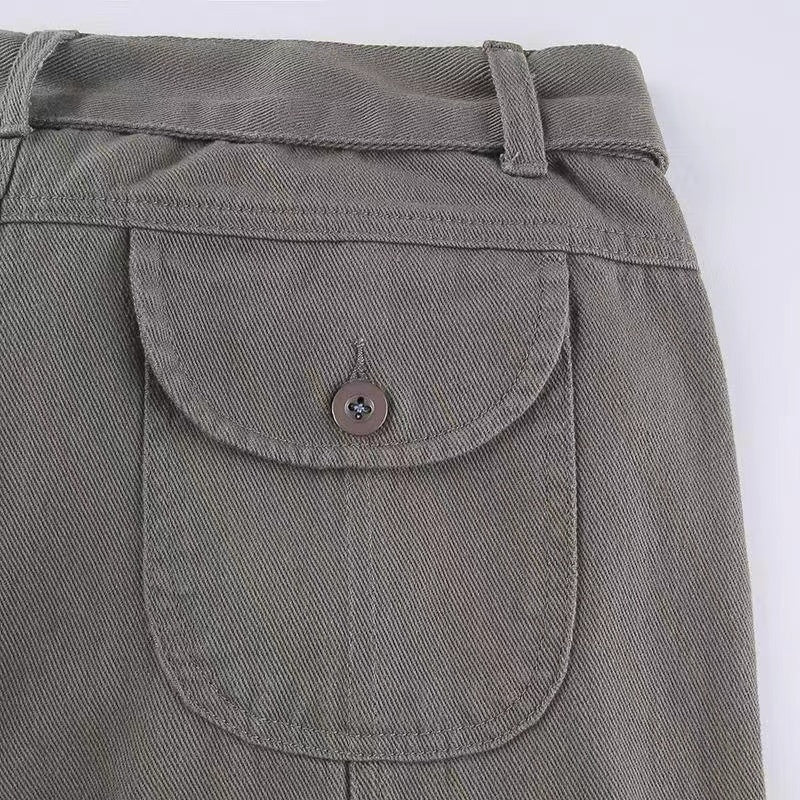 Voguable  Fashion American Trousers High Street Retro Gray Cargo Pants  Woman Sexy Low Waist Baggy Pants Casual Trousers Streetwear