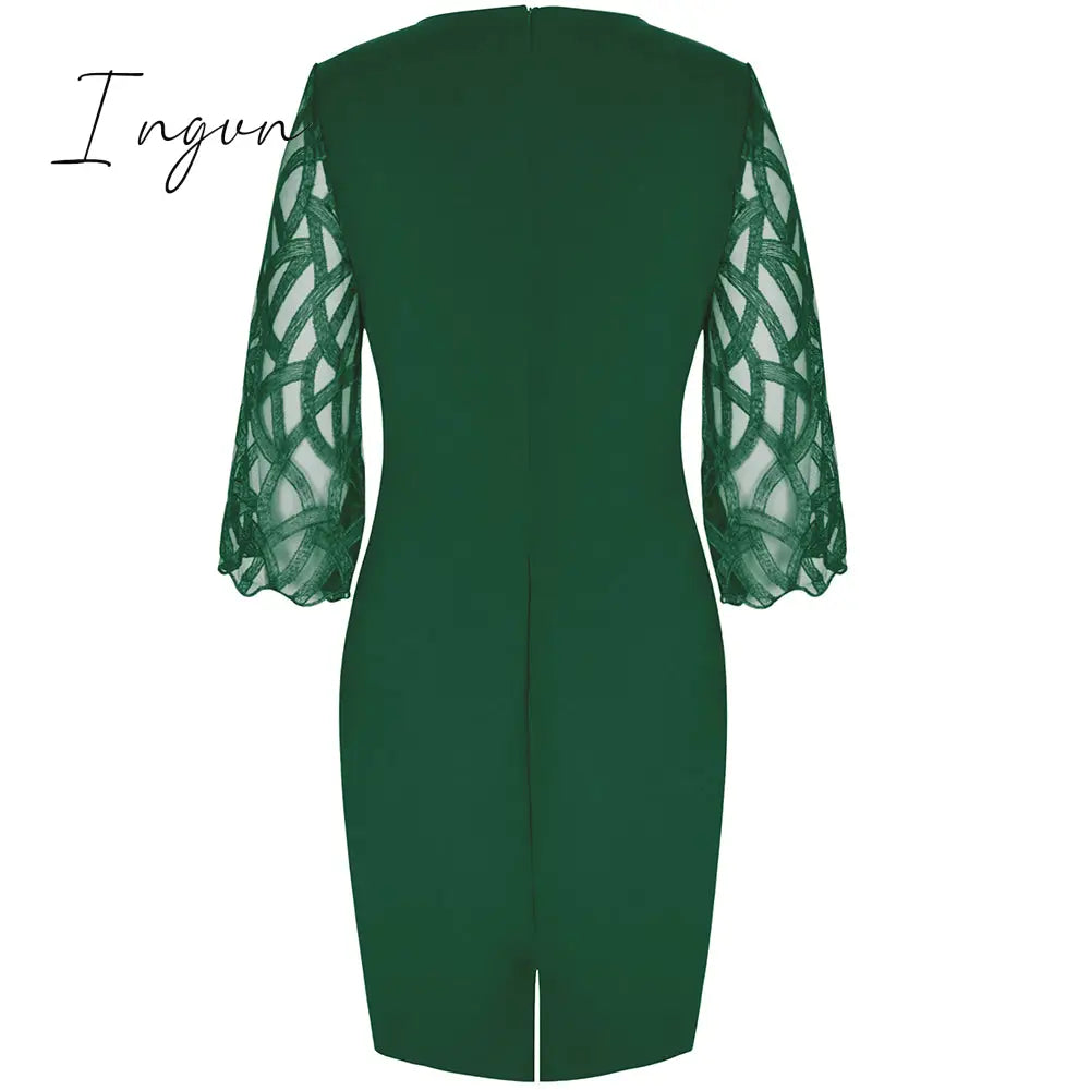 Ingvn - Party Dresses Plus Size Women's Summer Dress for Women Elegant Sequin Green Bodycon Dress Evening Wedding Outfits 4XL 5XL