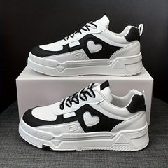 Trendy Women's Low Top Colorblock Platform Sneakers, Love Pattern Casual Walking Trainers