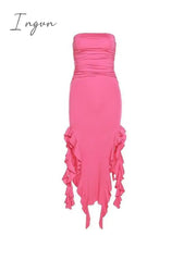 Ingvn - Irregular Ruffle Bandeau Maxi Dress