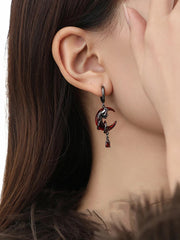 INGVN  2024 New Rose Crescent Set Asymmetrical Earrings For Women's Goth Jewelry Party Gifts