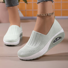 Fashionable Womens Knit Sneakers - Ultra-Comfortable Air Cushion Platform - Lightweight Slip-on Design - Perfect for Outdoor Walking & Daily Wear - Durable Footwear
