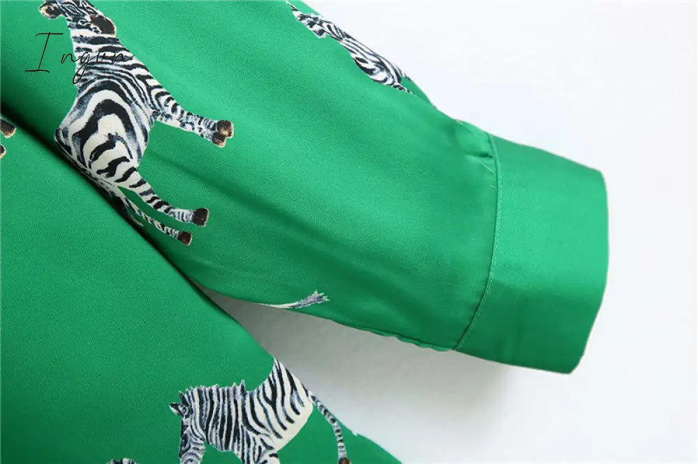 Ingvn - women satin blouse long sleeve zebra print shirts vintage office ladies tops femme chandails fashion blusa de mujer Chandails