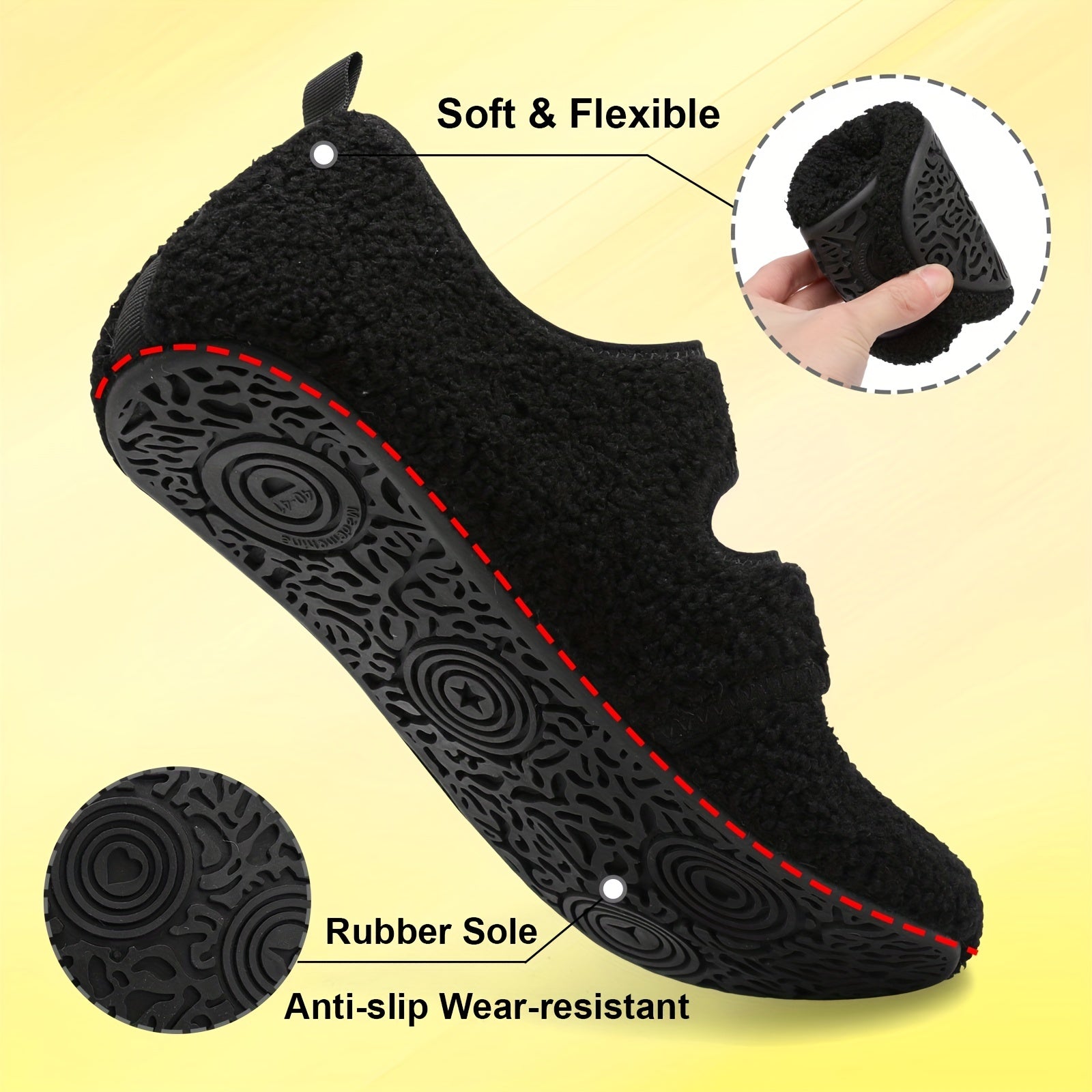 Cozy Wide Fit Slippers for Women - Soft, Lightweight, Non-Slip Rubber Sole, Hook-and-Loop Fastener, Breathable Fabric Upper, EVA Insole, Perfect for Indoor/Outdoor Use in Fall Season