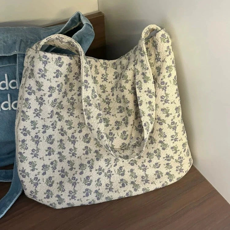 Ingvn  With Silk Ribbon Shoulder Bag Fashion Floral Large Capacity Women Bag Shopper Tote Bags Women